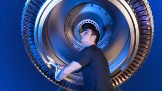 Engineer working with turbine