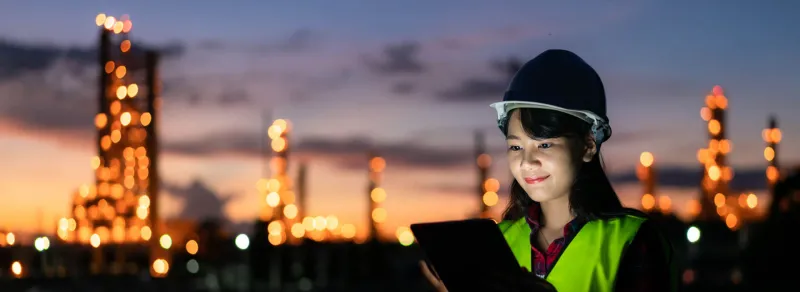 Worker with device