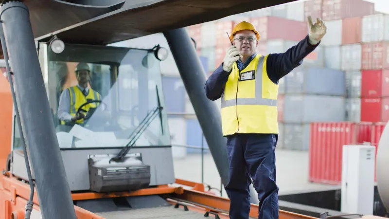 Worker in port