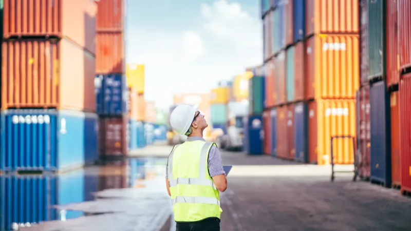 Worker on port