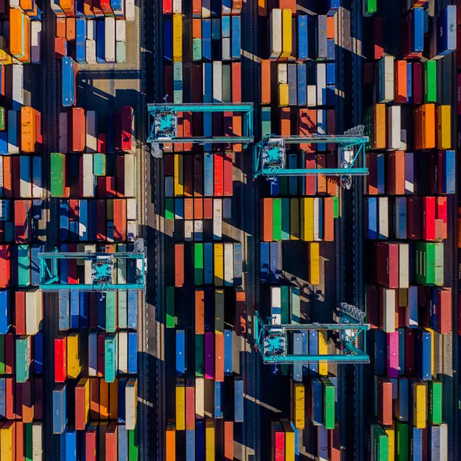 Port with containers