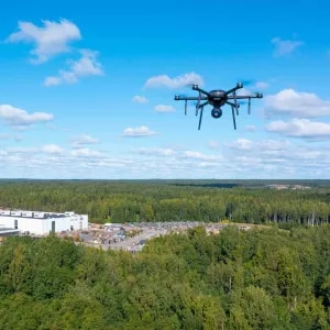 drone over industrial area