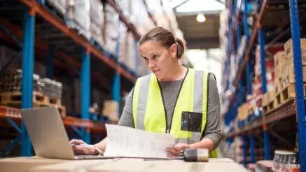 Woman in warehouse